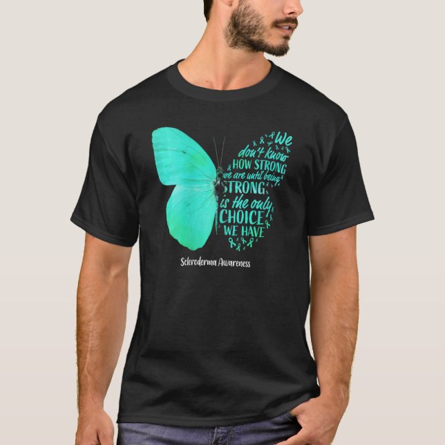 Kvinna Scleroderma Awareness Butterfly Teal Ribbon T Shirt (Framsida)