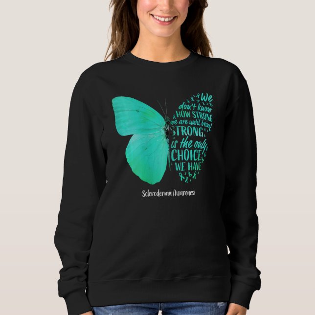 Kvinna Scleroderma Awareness Butterfly Teal Ribbon T Shirt (Framsida)
