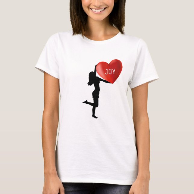 Kvinna silhuett med stort hjärta t shirt (Framsida)
