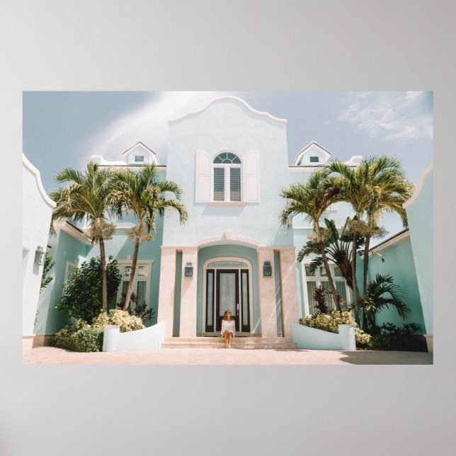 Kvinna sitta framför byggnad poster (Framsidan)