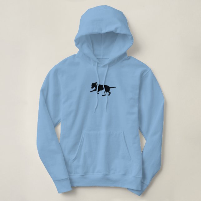 Kvinna skämtsamt svart lab för hooded tröja (Design framsida)