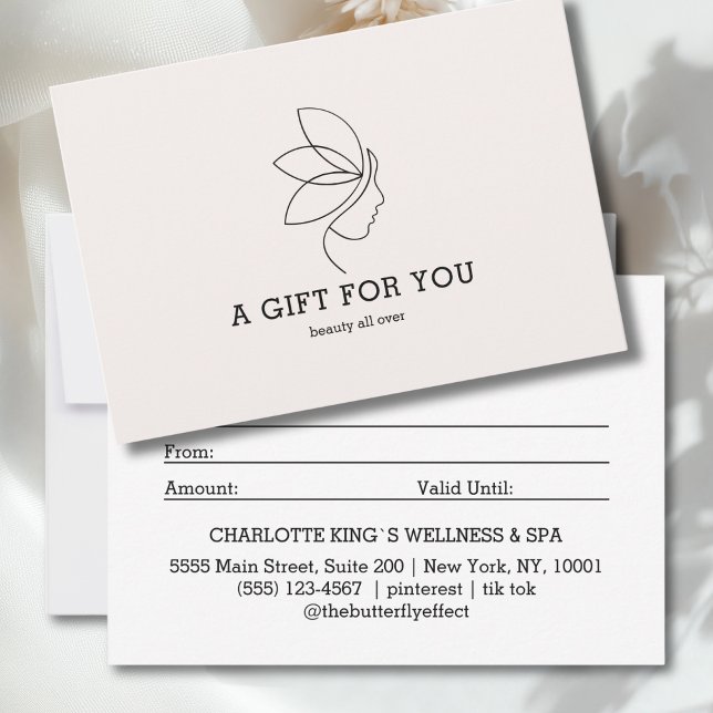Kvinna Skönhet Linje Konst Beige Presentkort (Woman Beauty Line Art Beige Gift Certificate)