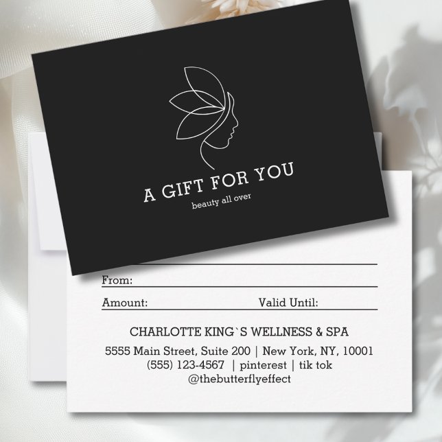Kvinna Skönhet Linje Konst Svart Presentkort (Woman Beauty Line Art Black Gift Certificate)