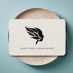 Kvinna Skönhet Logo, Modern, Salong, Beige Visitkort