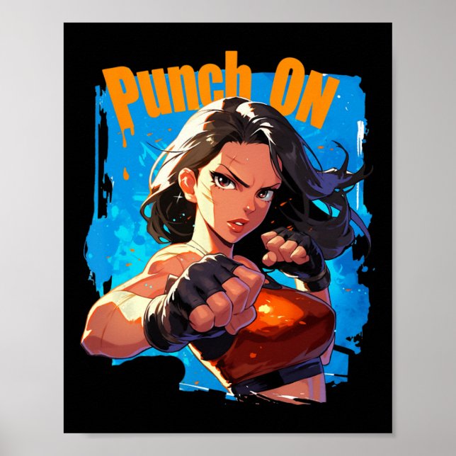 Kvinna Slår Hårt Kickboxningskämpe  Poster (Framsidan)