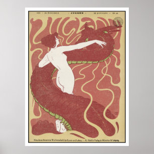 Kvinna & Snake - Art nouveau - Jugend Art Poster