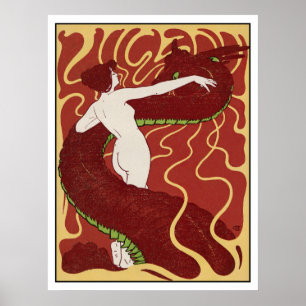 Kvinna & Snake - Art nouveau - Jugend Art Poster