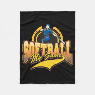 Kvinna softball min lek fleecefilt