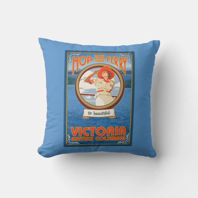 Kvinna som åker färja - Victoria, BC Kanada Kudde (Framsida)