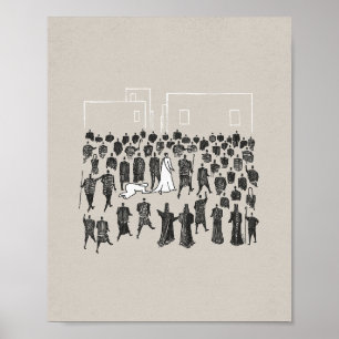 Kvinna som är lagrad av utsidan av Jesus kläder Poster