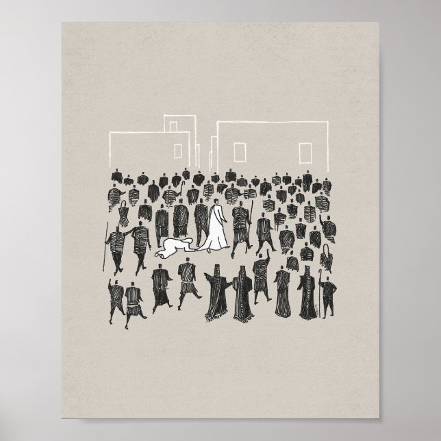Kvinna som är lagrad av utsidan av Jesus kläder Poster (Framsidan)