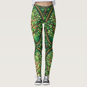 Kvinna som bär levande leggings med ett invecklat