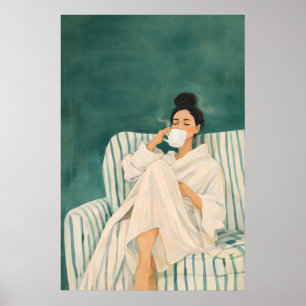 Kvinna som dricker kaffe Affisch, Mysig morgon Poster