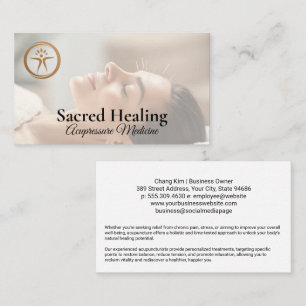 Kvinna som får akupunktur Östlig Healing Visitkort