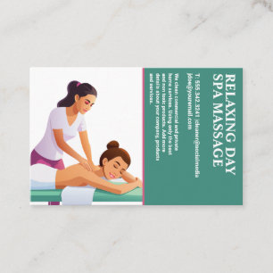 Kvinna som får en avslappnande ryggmassage visitkort