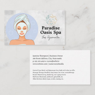 Kvinna som får spa-ansikte Sköldåterställning Visitkort