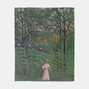 Kvinna som går i en exotisk skog, Henri Rousseau Fleecefilt