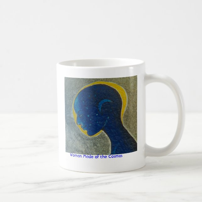 Kvinna som göras av kosmoset (huvudet) /Mug Kaffemugg (Höger)