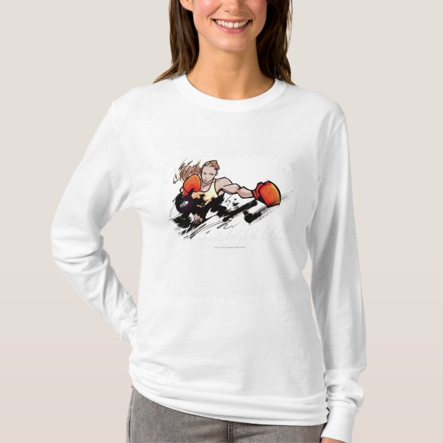 Kvinna som ha på sig boxninghandsken tee shirt (Framsida)