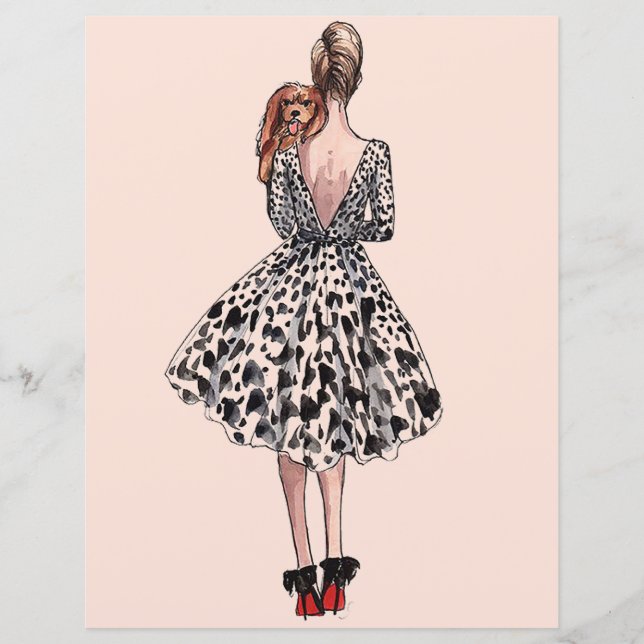 Kvinna som håller en hund modeillustration (Framsida)