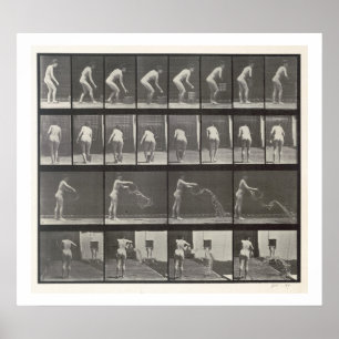 Kvinna som kastar en hink av vatten, tallrik 401 f poster