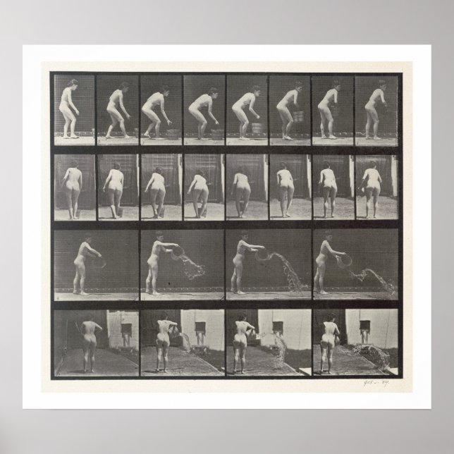 Kvinna som kastar en hink av vatten, tallrik 401 f poster (Framsidan)