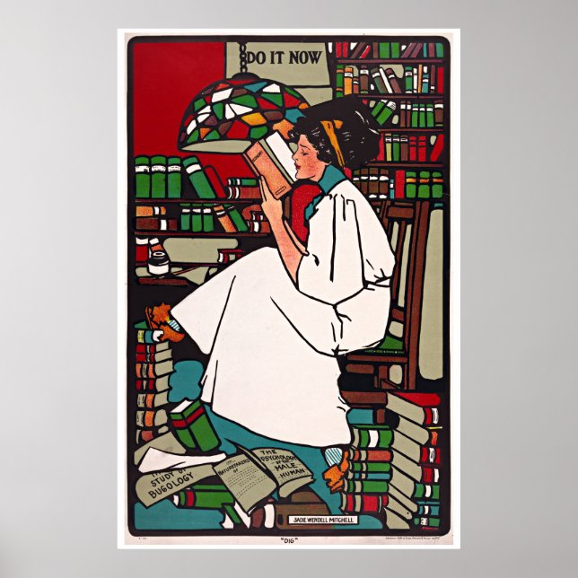 Kvinna som läser en Bok Poster (Framsidan)