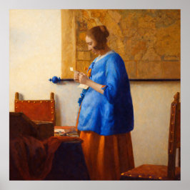 Kvinna som läser ett brev av Johannes Vermeer Poster
