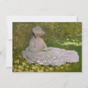 Kvinna som läser Springtime Monet Inbjudningar