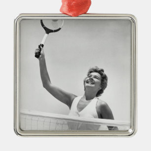 Kvinna som leker tennis 2 julgransprydnad metall