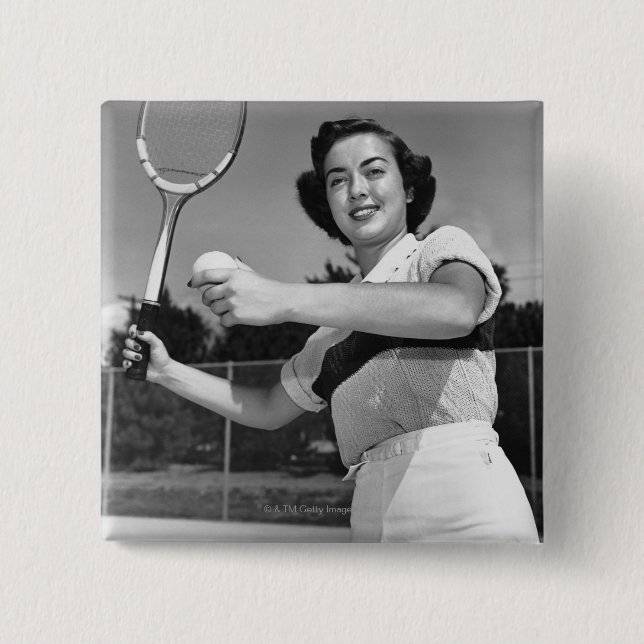 Kvinna som leker tennis 3 knapp (Framsida)