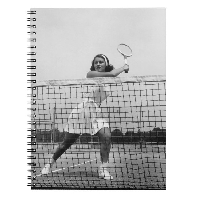 Kvinna som leker tennis anteckningsbok (Framsidan)