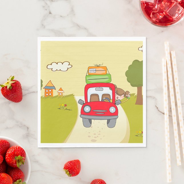 Kvinna som reser med bil pappersservett (Skapare uppladdad)