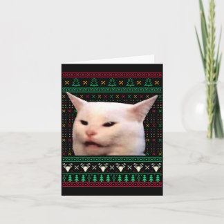 Kvinna som skriker åt en katt Fula jultröjor Rolig Kort