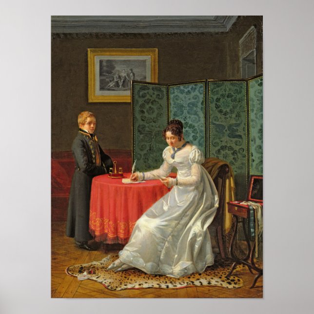 Kvinna som skriver Brev Poster (Framsidan)