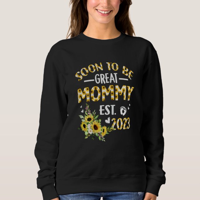 Kvinna som snart blir Mamma 2023 Solrosny Mamma T Shirt (Framsida)