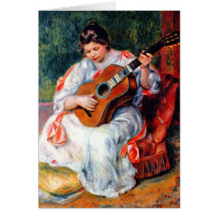 Kvinna som spelar gitarr av Pierre Renoir Hälsningskort