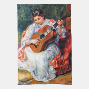 Kvinna som spelar gitarr av Pierre Renoir Kökshandduk