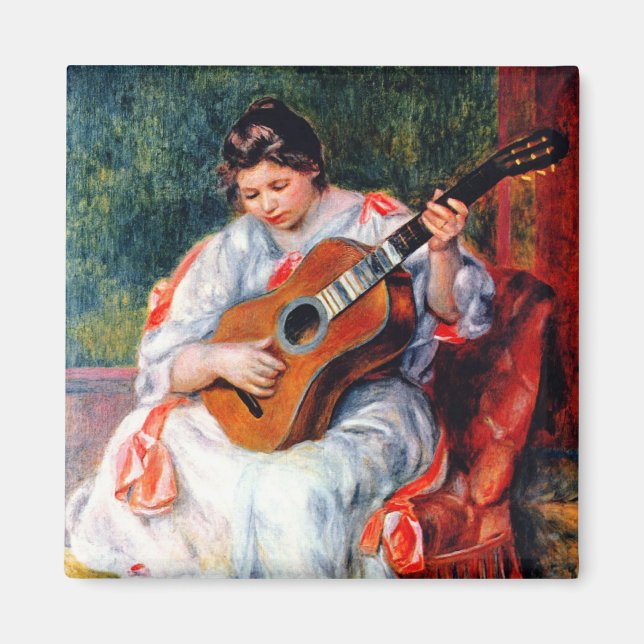 Kvinna som spelar gitarr av Pierre Renoir Magnet (Framsidan)