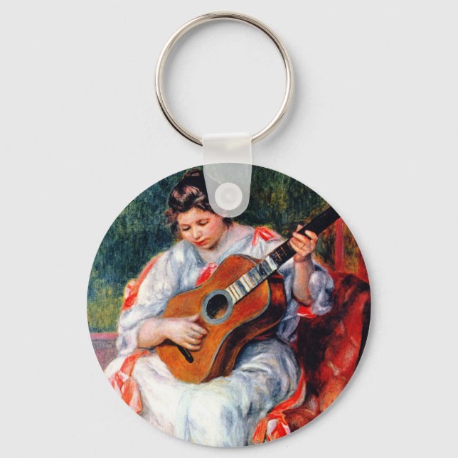 Kvinna som spelar gitarr av Pierre Renoir Nyckelring (Framsida)