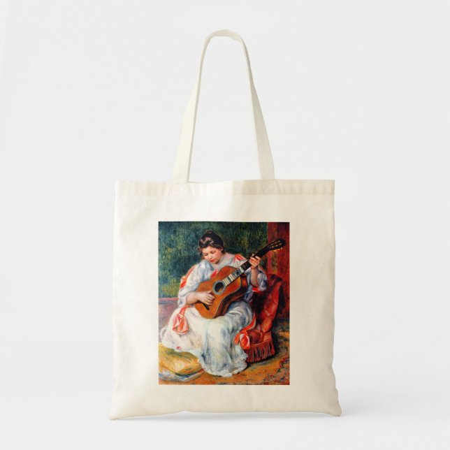 Kvinna som spelar gitarr av Pierre Renoir Tygkasse (Framsidan)