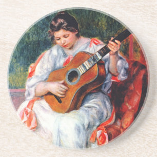 Kvinna som spelar gitarr av Pierre Renoir Underlägg Sandsten