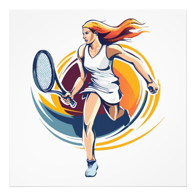 kvinna som spelar tennis fototryck (Framsidan)