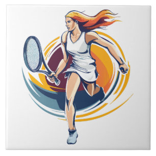 kvinna som spelar tennis kakelplatta