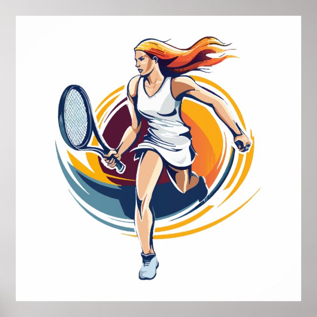 kvinna som spelar tennis poster (Framsidan)