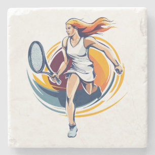 kvinna som spelar tennis stenunderlägg