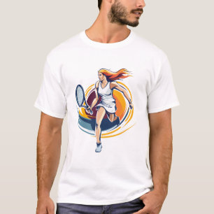 kvinna som spelar tennis t shirt