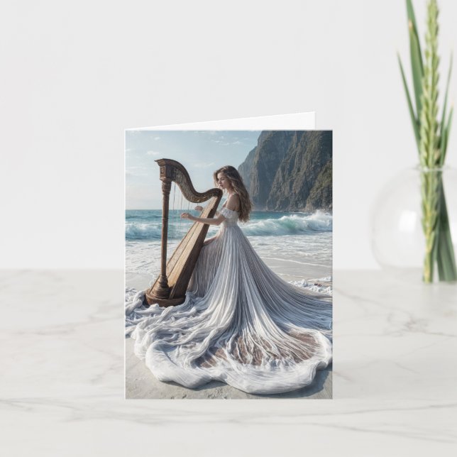 Kvinna som spelar upp Harp Note-kortet Kort (Framsida)
