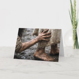 Kvinna som sträcker sig efter Jesus Kort