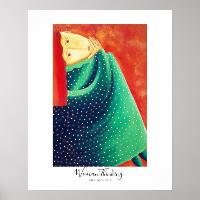 Kvinna som tänker målning poster (Framsidan)